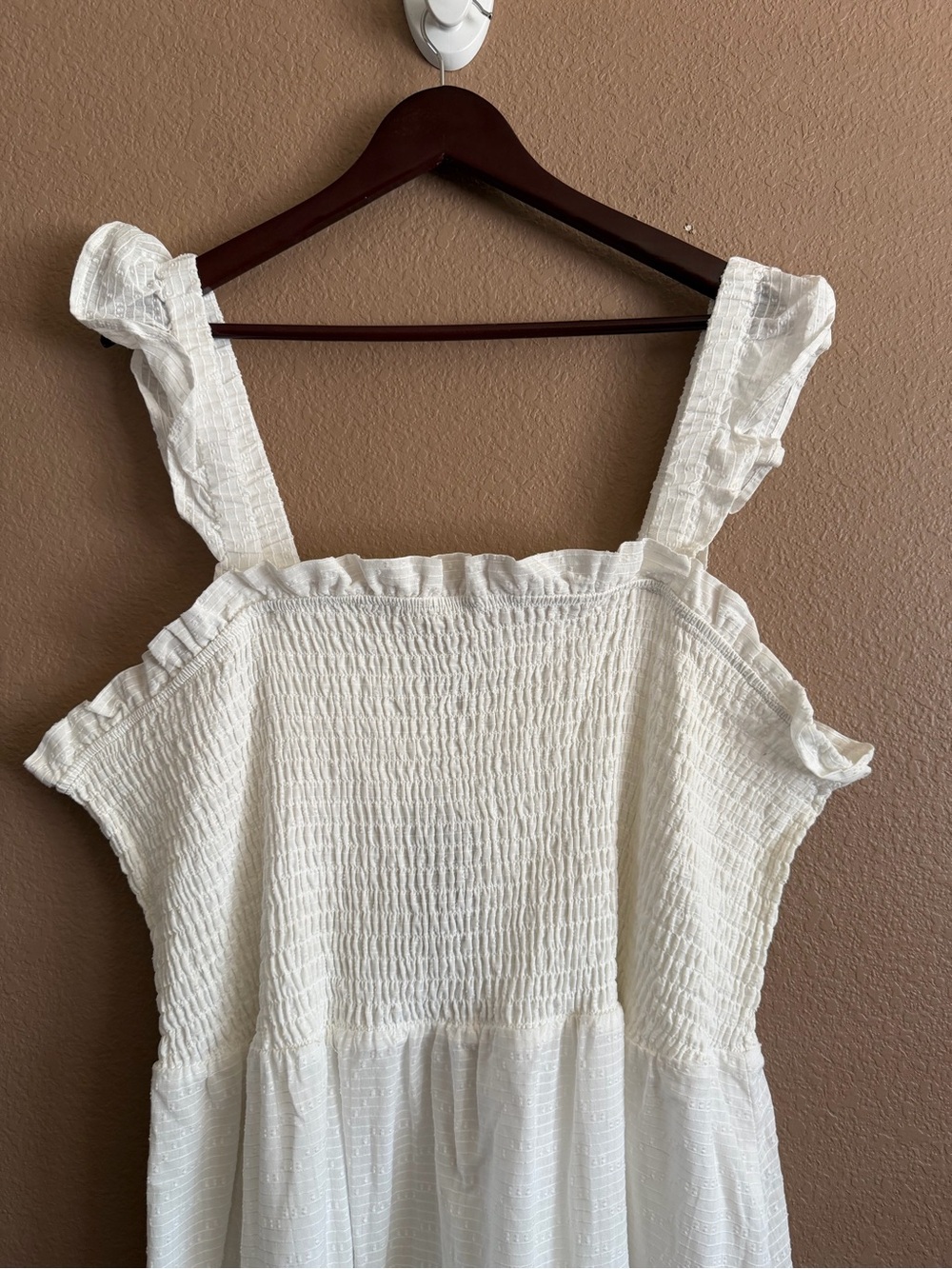Eloquii White Smocked Dress with Ruffled Trim Size 26/28 NWT - Picture 3 of 12